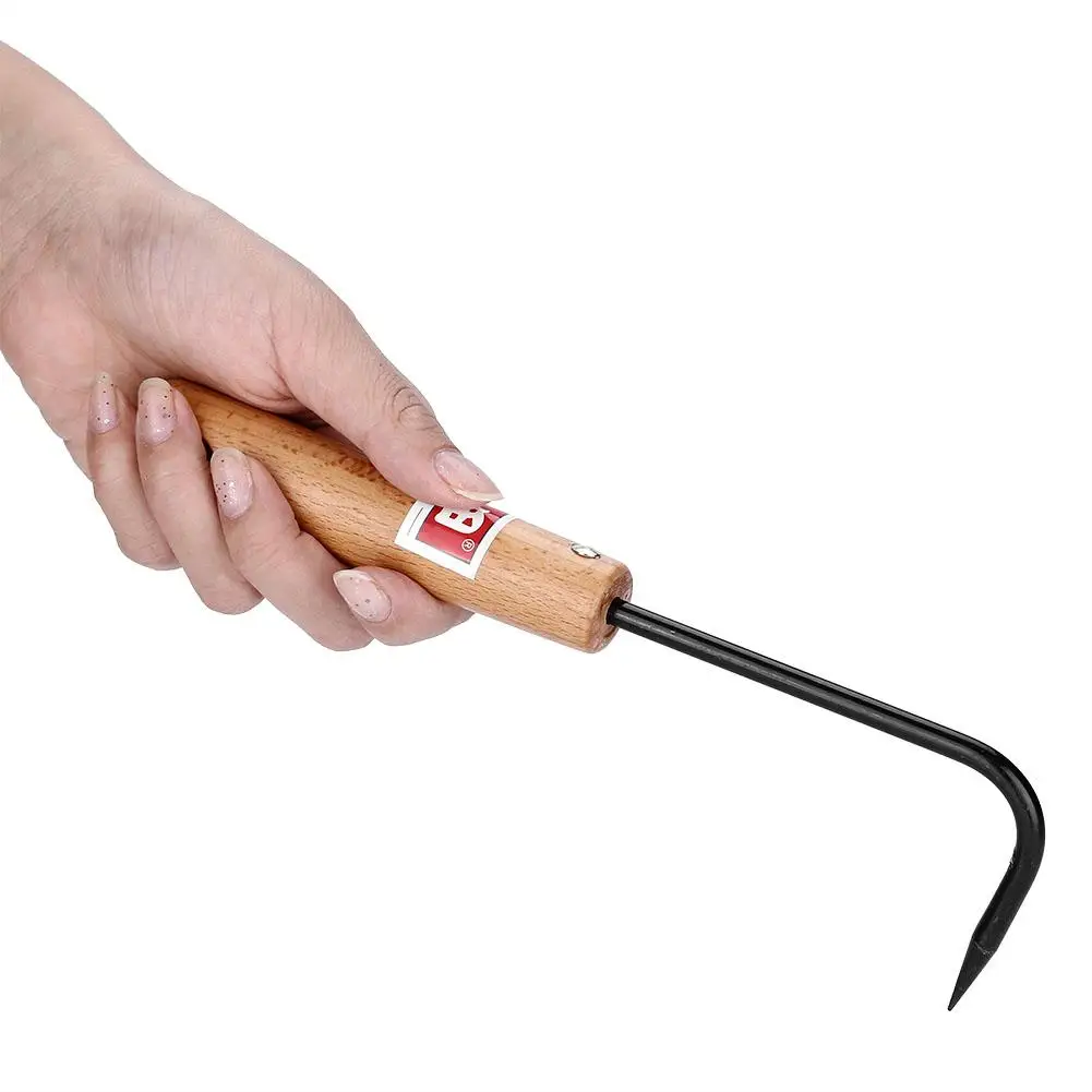 Прочный Марганцевый Стальной бонсай крюк для удаления корней с удобной деревянной ручкой садовый инструмент