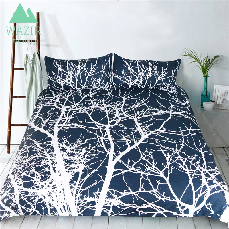 

WAZIR Blue tree Branch edredon bedding set 3pcs Duvet cover pillowcase bed sheet luxury bedclothes US/AU 8 Szie Bedroom decor