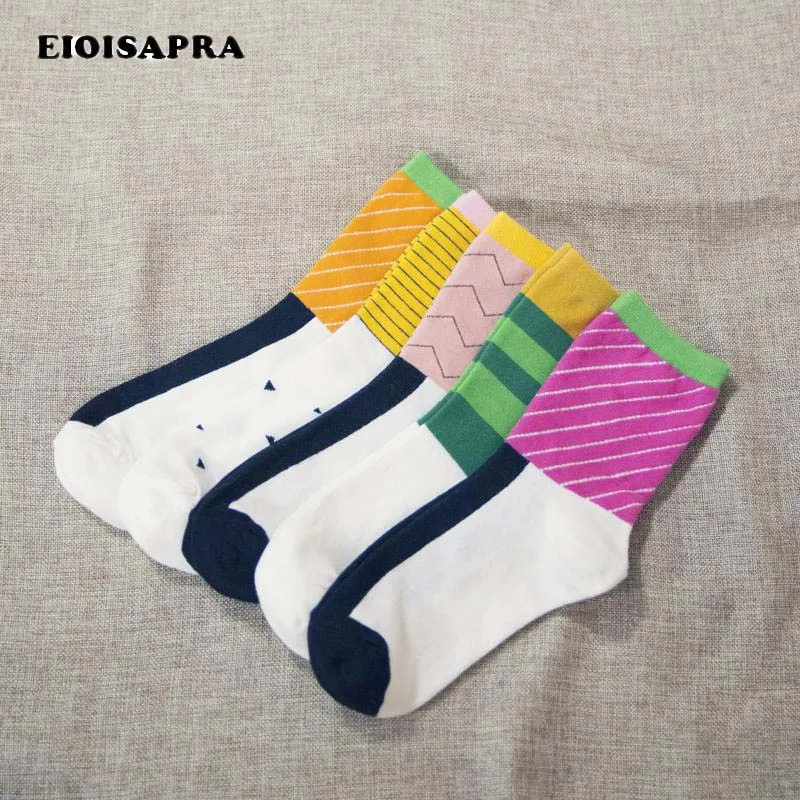 [EIOISAPRA]Striped Patchwork Socks Colorful Shining
