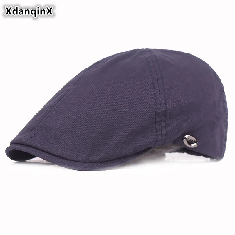 

XdanqinX 2019 Autumn Men's Flat Caps Cotton Berets Snapback Cap Simple Female Sports Cap New Solid Color Light Board Couple Hats