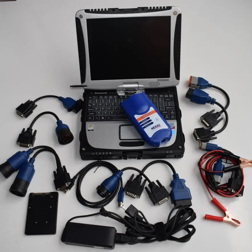 

nexiq usb link 2 heavy duty truck diagnostic scanner 125032 software with laptop cf19 touch screen super ssd full cables