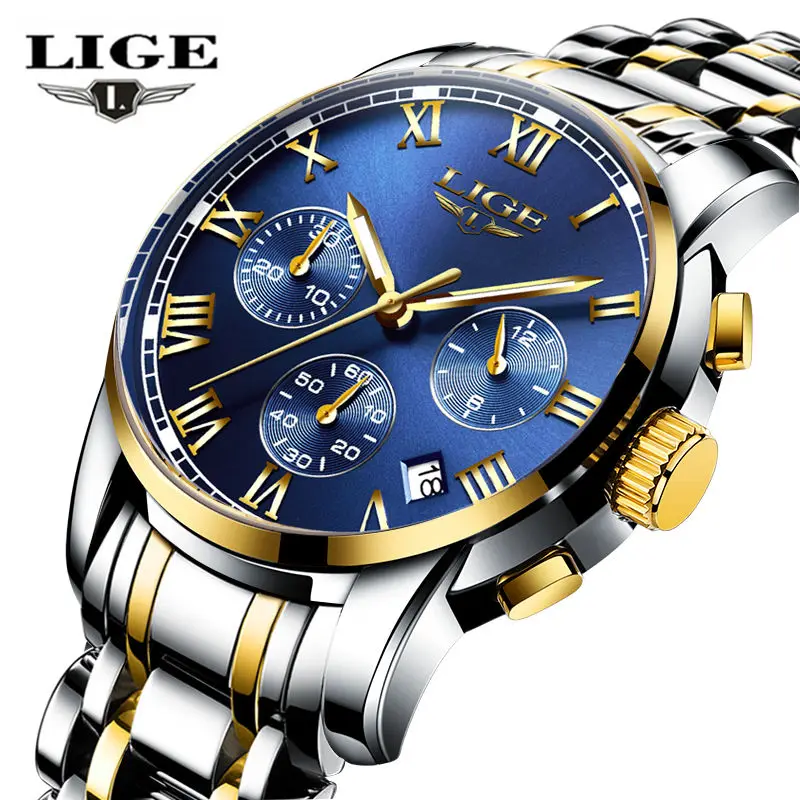 

LIGE Watches Men Fashion Brand Multifunction Chronograph Quartz Watch men Military Sport Wristwatch Male Clock Relogio Masculino
