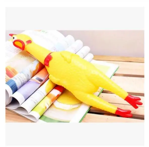 

Cute cartoon yellow rubber screaming chicken big / puppy interactive chewing dog toy cleaning teeth pet 3 size