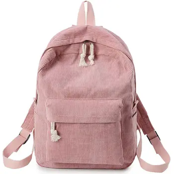 

2019 Fashion Women Corduroy Backpacks School Backpacks Teenage Girls School Bag Soulder Bag Striped Rucksack Travel Bags