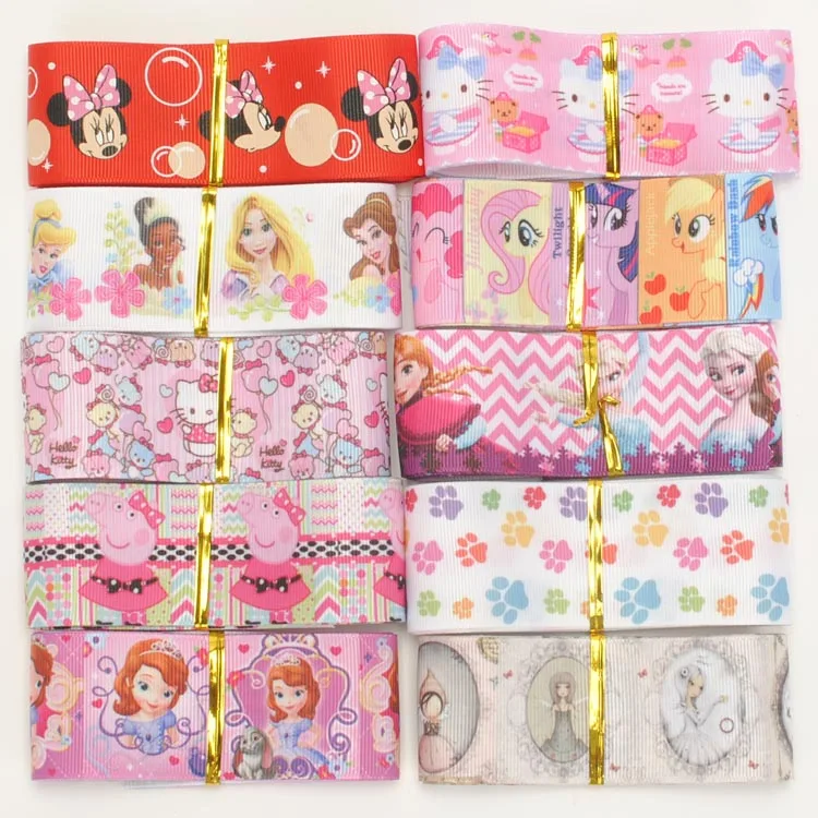 Случайный набор 1/2 &quot(38 мм) живой мультфильм микс принцесса напечатанный grosgrain