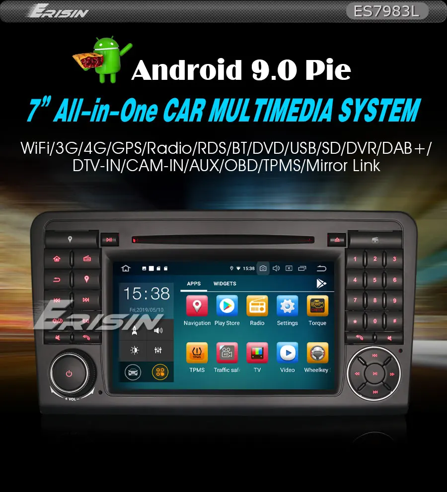 Discount Erisin ES7983L 7" 8-Core Android 9.0 GPS DAB+ Car Stereo CD DVR BT for Mercedes ML/GL Klasse W164 X164 0
