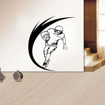 

Free shipping Rugby player wall sticker Living room and bedroom background sticker Removable home decor mural