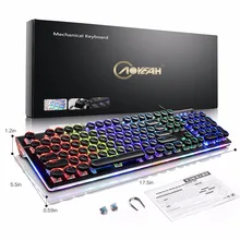 

AOYEAH Crystal keycaps Wired ANTI-GHOSTING Mechanical Gaming Ergonomic Switch Backlit Multimedia gamer Keyboard Computer Game