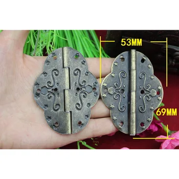 

20Pcs 69*53mm Bronze Tone Cabinet Door Hinge,Door Pattern Carved Star Hinges DIY Box,8 Holes Bag Accessory With Screws