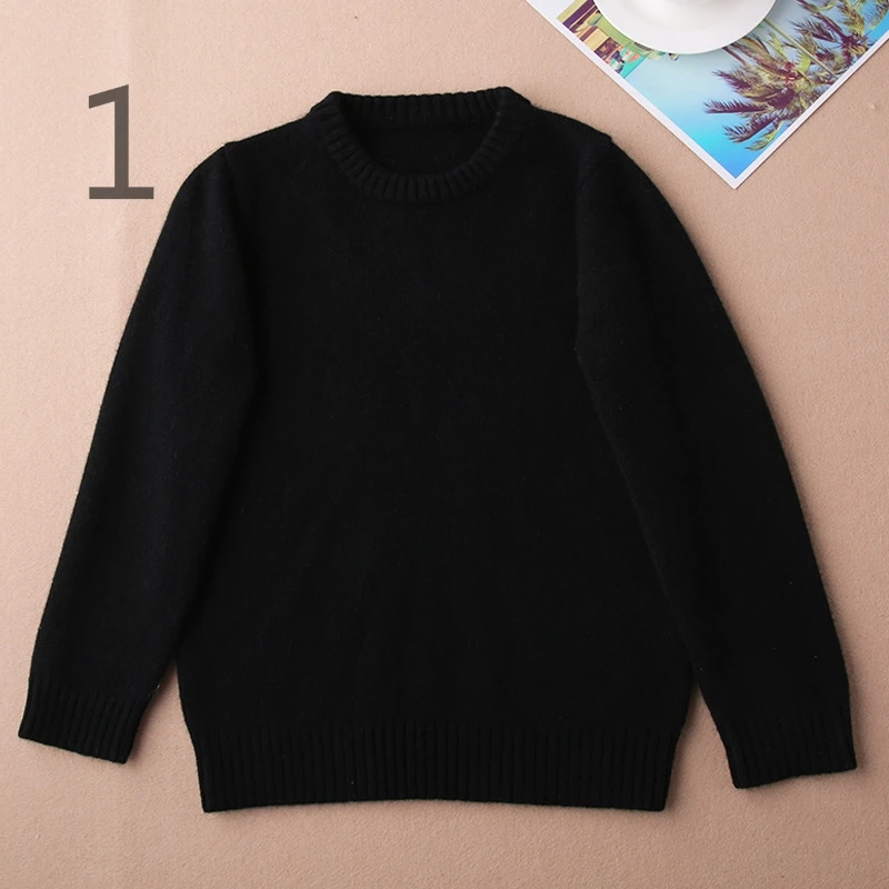 

Winter round collar children's solid color sweater 1