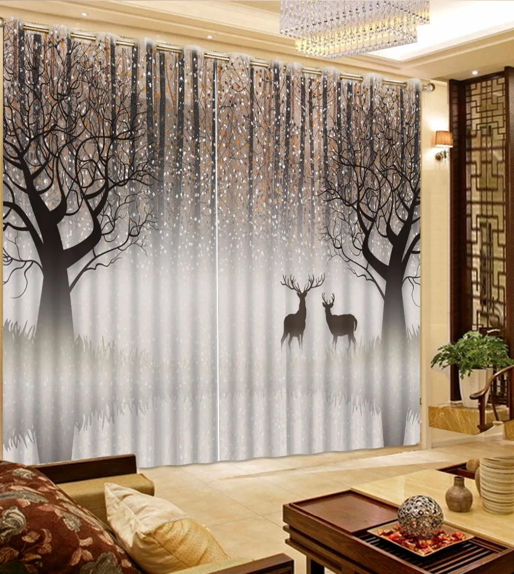 Us 56 17 59 Off Black And White Bedroom Curtains European Photo Printed 3d Window Curtain Blackout Simple Cotinas Drapes In Curtains From Home