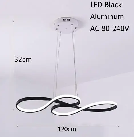 Современный Алюминиевый Кулон Арт Деко огни окрашенный свет светодиодный 220 V лампа для спальни гостиной ресторан отель кабинет - Цвет корпуса: Black H32cm