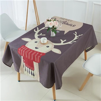 Льняная скатерть, рождественский подарок, олень, декоративный Рисунок, напечатанный обеденный стол, домашний декор, Индивидуальный размер - Цвет: as picture
