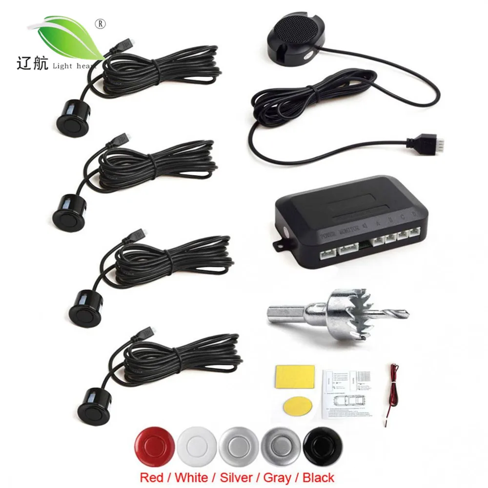 

Light heart 5 Colors 4 Sensors Buzzer Car Parking Sensor System with Audible Alarm / Waterproof, Back Car Assistant