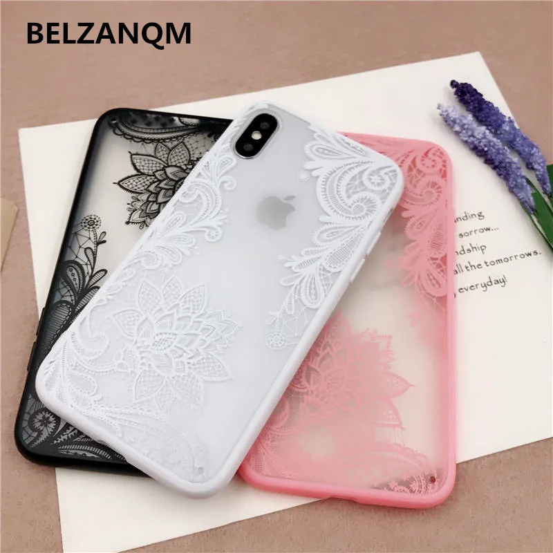 Lace Flower Mandala Vintage Phone Case For iphone 7 8 6 6s Girly Sexy Luxury Floral TPU edge Full Capa Cover iPhone X |
