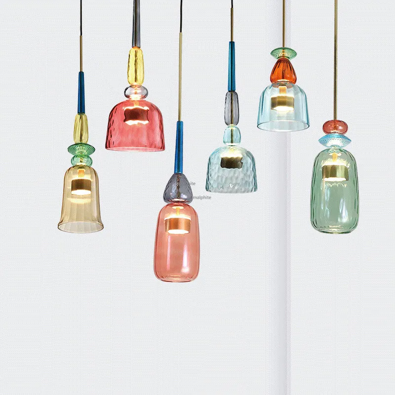 

Nordic Style Retro LED Pendant Lamp Living Room Bedroom Colorful Home Decor Lighting Light Fixture Loft Simple Pendant Lights