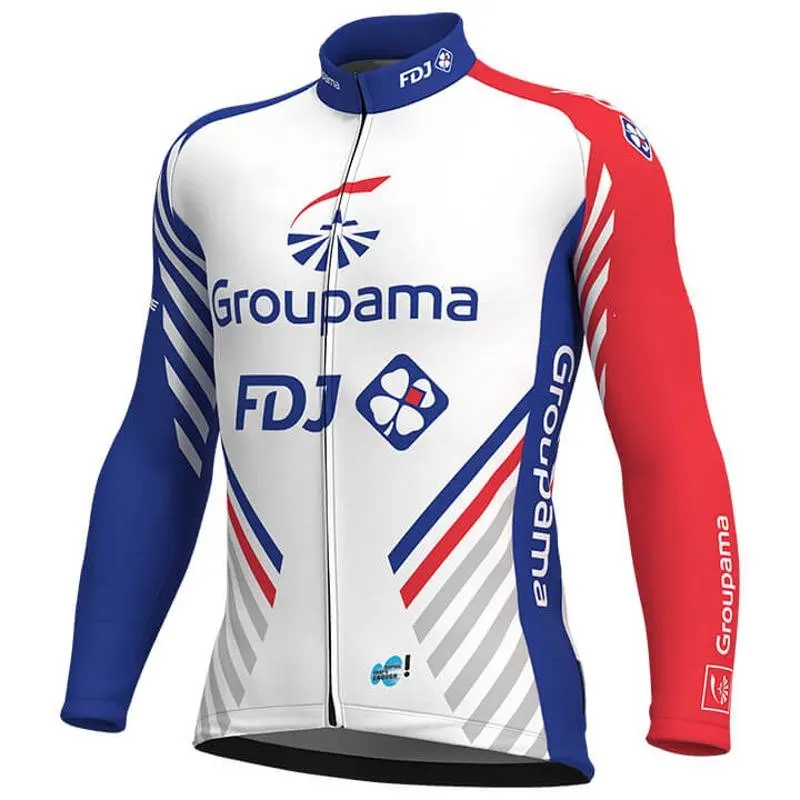 Зимний флис pro team groupama fdj Велоспорт Джерси наборы грелка Ropa Ciclismo быстросохнущая MTB велосипедная одежда гелевые прокладки наборы - Цвет: jersey fleece