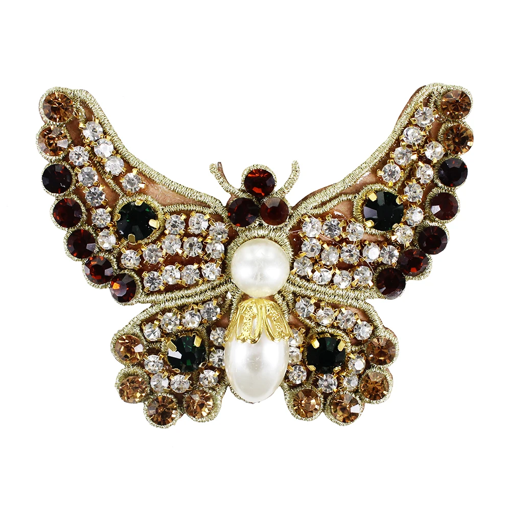 10pieces Exquisite Beaded Diamond Butterfly Patches Rhinestones Crystal