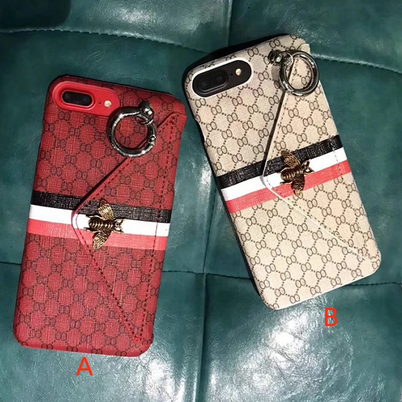 

Classic striped metal bee envelope design Phone Case for iPhoneX 8 8plus with card pocket hard cover for iPhone7 6 6S 7plus