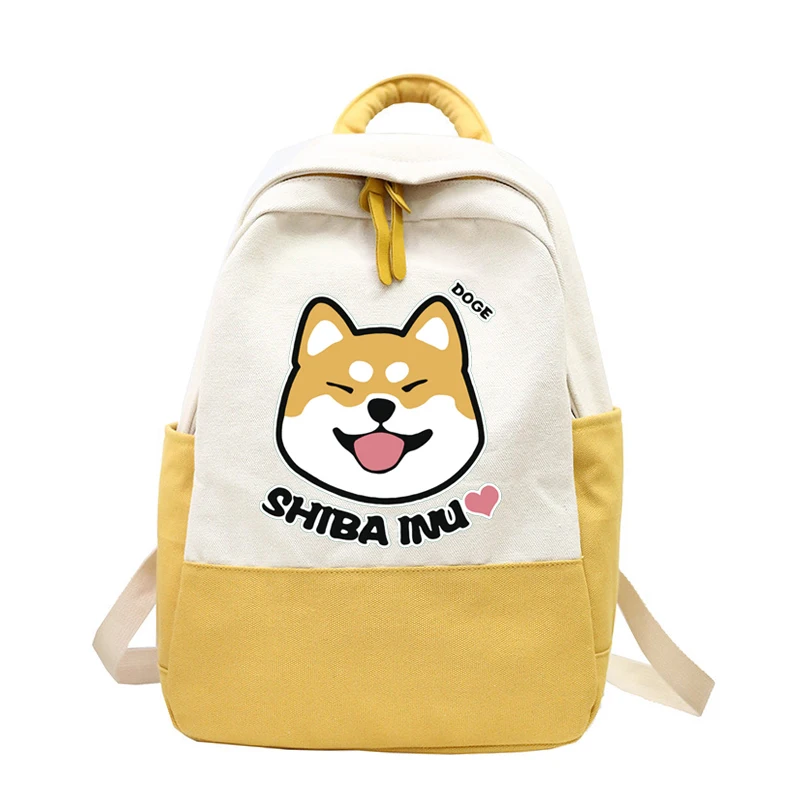 Японский стиль Шиба ину холщовый рюкзак для женщин модные Молодежные дорожные рюкзаки рюкзак для отдыха сумка через плечо Mochila