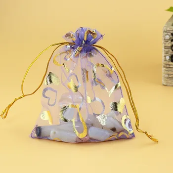 

100pcs Bronzing Purple Bag Drawstring bag jewelry packaging bags for tea/gift/food/candy small transparent pouch Yarn bag 13x18