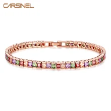 Carsinel новые яркие Роскошные звено цепи Браслеты для Для женщин дамы подарок на день рождения кубический циркон Ювелирные изделия из кристаллов br0157
