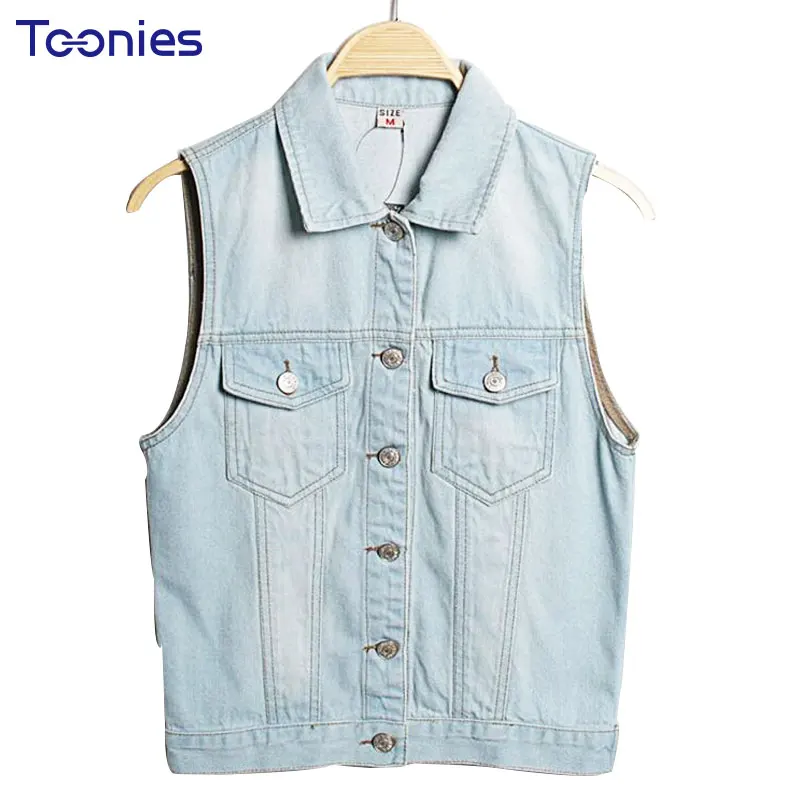 Women's Denim Vest Jeans Vests 2017 New Spring All match Sleeveless