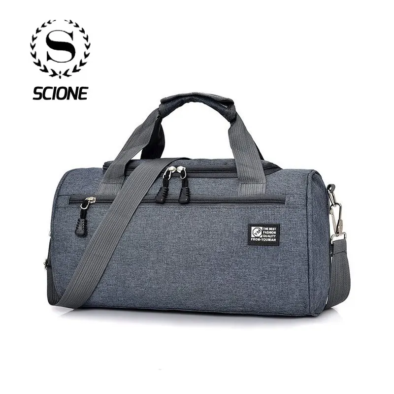 Scione Men Travel Sport Bags Light Luggage Business Cylinder Handbag Women Outdoor Duffel Weekend Crossbody Shoulder Bag Pack