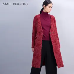 Amii пересмотреть Длинные парки женские зимние 2018 китайский Стиль толстый хлопок теплая куртка женская верхняя одежда элегантный цветочный