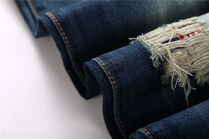 Новые Брендовые мужские дизайнерские винтажные рваные джинсы в европейском и американском стиле, отремонтированные рваные зауженные