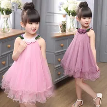 Nouveau 2017 Filles D’été Robes De Mode Casual Fleur Fille Robes Pourpre Tutu Enfant Robe Enfants Princesse Party Vêtements pour 5-12Y
