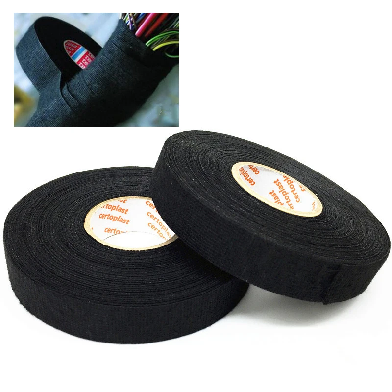 Black 32mm*12m Adhesive Cloth Fabric Tape Cable Looms Wiring Harness IS