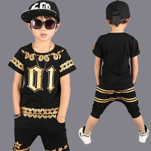 Summer Cool Boys Clothes Suit Letter Print Fashion Style Children