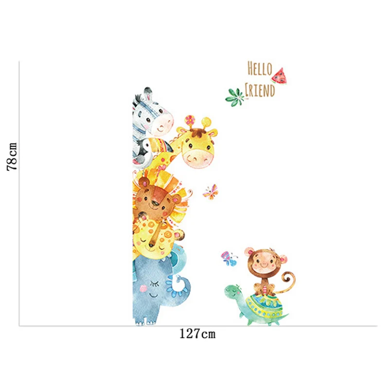 Цветы Жираф Обезьяна подзорная Наклейка на стену мультфильм зоопарк животное Наклейка на стену отклеивается и наклеивается детская комната наклейки