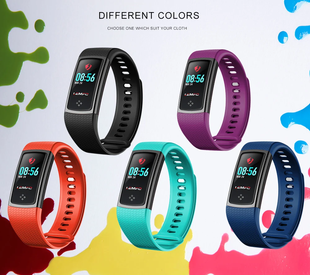 LEMFO LT01 Fitness Bracelet Wristbands  Color LCD Screen Smart Band IP67 Waterproof Fitness Bracelet Heart Rate Monitor Ativity Tracker (12)