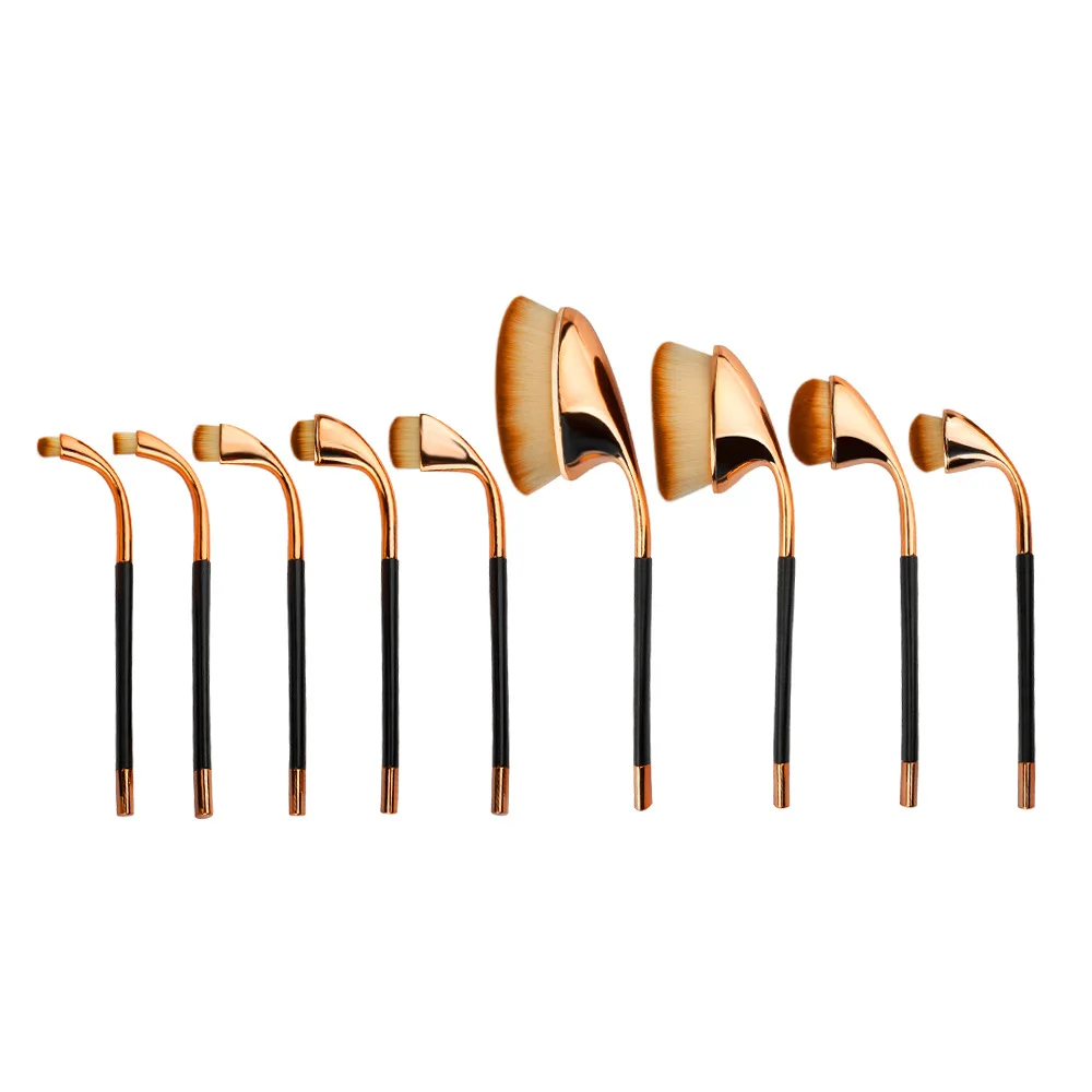 

Luxury Golf Design 9pcs/set Oval Makeup Brush Powder Foundation Make up Brushes set Cosmetic Tool Kit