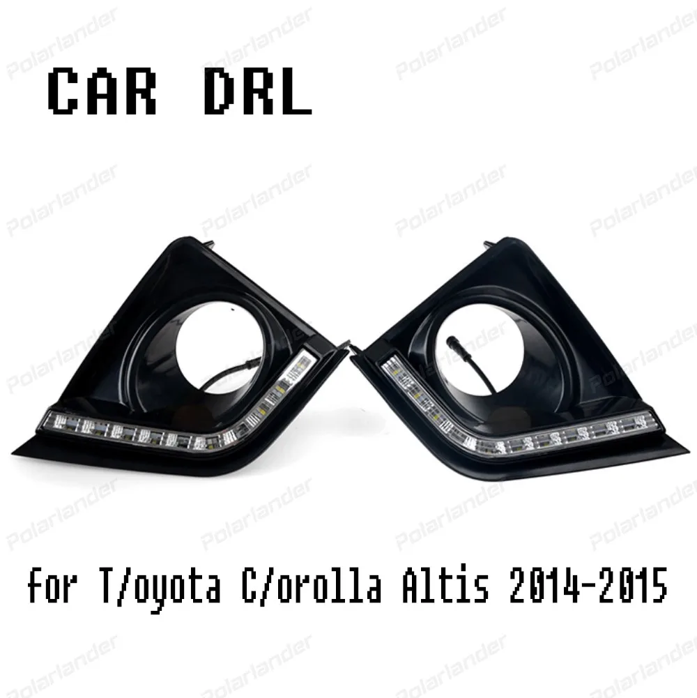 hot Daytime Running Lights LED DRL car daylight for T/oyota C/orolla 2014 2015 with fog lamp car styling