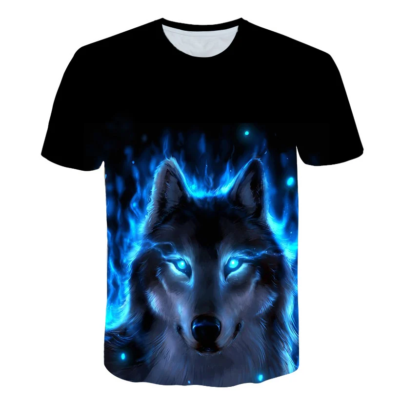 

2019 Summer Kids 3D T shirt Animal Wolf Head Blue Rose Lightning Fashion Children T-shirt Big Boy Girl Fashion Clothing Tee Tops