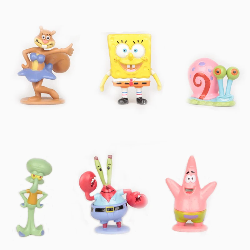 

6pcs/set Sponge Bob Sponge bob Miniatures PVC Action Figures Sandy Patrick Star Anime Figurines Collectibles Dolls Toys Gift