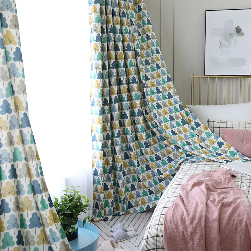 

Blackout Curtain for Kids Room Printed Kids Curtain Modern Tree Pattern Curtain Drapes Tulle for Living Room Window Decoration