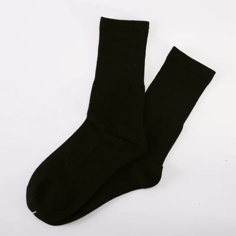 Женские носки, новинка, высокое качество, длинные носки, 5 пар, хлопок, одноцветные, толстые, теплые, для женщин, модные зимние носки для женщин - Цвет: Черный