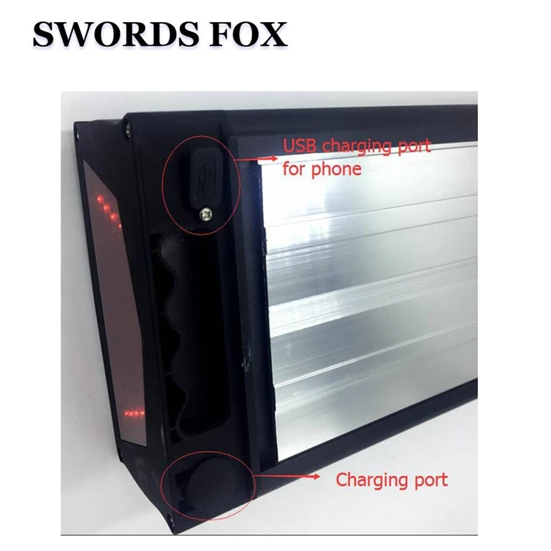 Cheap SWORDS FOXS Great 48V 20Ah 1000W Lithium ion Electric Bike Battery USB Port 48V 21ah Battery With Tail Light 3