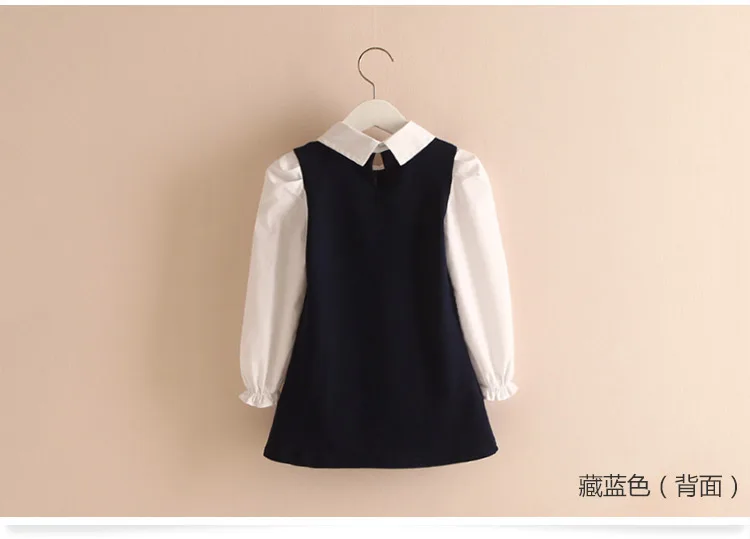 2018 Sping Autumn New Fashion Preppy Style A-Line Long Full Sleeve Turn-Down Collar Red Blue Princess Kids School Girl Dress (11)