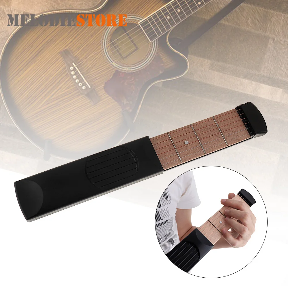 Portable Pocket Acoustic Guitar Practice Tool Gadget 6 String 4 Fret