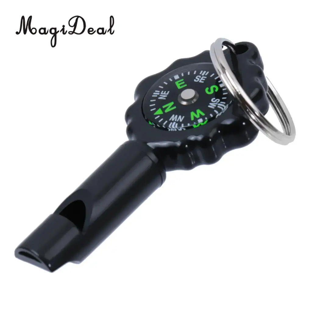 MagiDeal High Quality Professional Military Compass Pack of 2 2 in 1 Whistle Keychain Compass for Outdoor Camping Hiking Sport