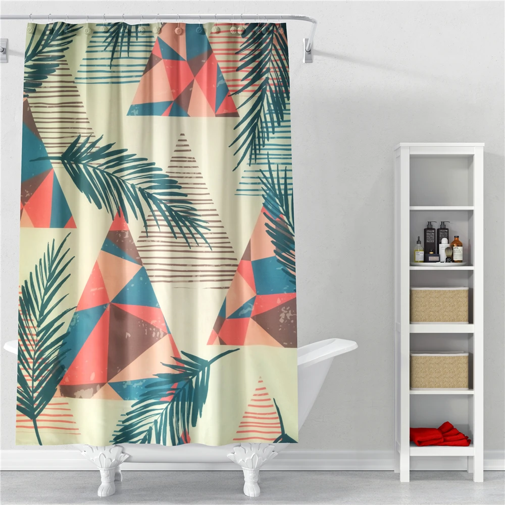 FGHGF Waterproof Polyester Fabric Shower Curtain Leaf Pattern Bath ...