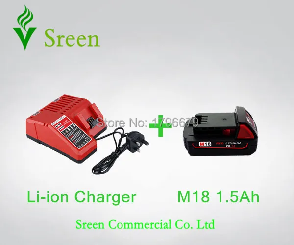 New 1500mAh Lithium Ion Rechargeable Battery Packs with Power Tool Charger Replacement for Milwaukee 18V M18 M14 XC Li18 | Электроника