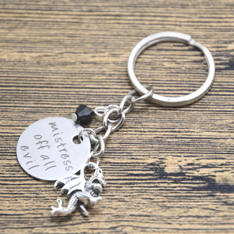 Beauty Inspired Keyring Villain Maleficent Lady Of All Evil Silver Tone Crystal