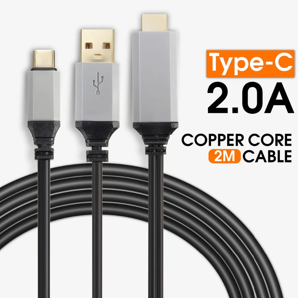USB3.1 Type C to HDMI Cable 2M 4K HD Audio Adapter Cable Mobile High