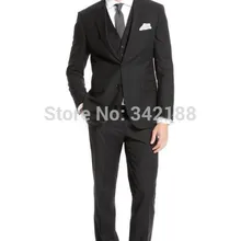 Скидка! На заказ с боковыми разрезами две кнопки черный жених смокинги / нотч лучший мужчина дружки мужские свадебные костюмы / лучший мужчина suitswe